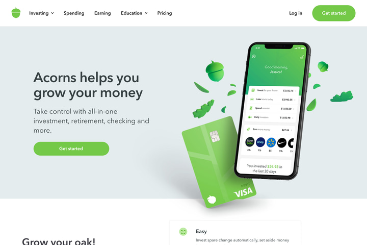 Acorns website preview
